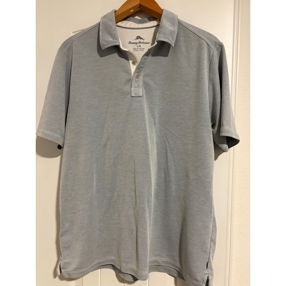 Tommy Bahama Men's large light blue Polo tencel Blend Embroidered